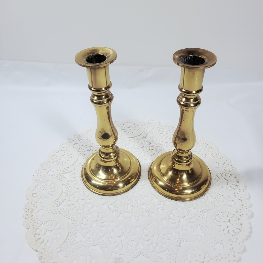 2 Convertible Solid Brass Candlestick Holders Gallery Originals Sizeable